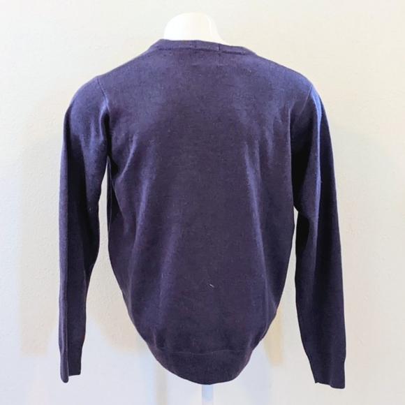 Viyella For Patrick James Men's Purple V-Neck Wool Sweater - Picture 3 of 7